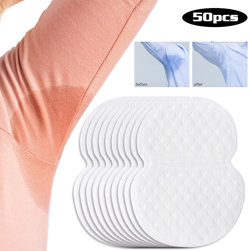 50Pcs Unisex Disposable Sweat Pads Summer Deodorants Underarm Anti Perspiration Sweat Pads Armpit Absorb Sweat Shield Pads