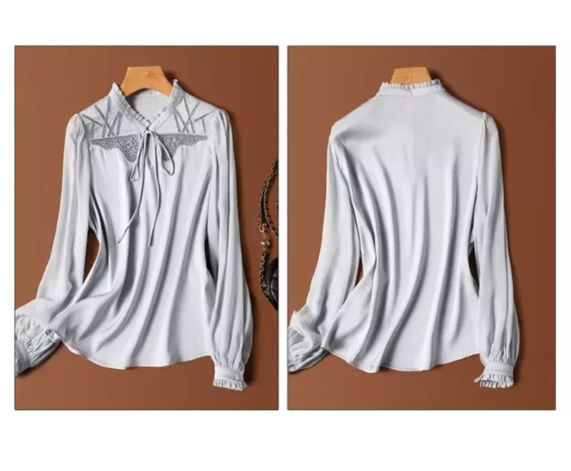 YCMYUNYAN-Women's Long Sleeve Satin Shirt, Vintage Silk Blouses, Summer Clothing, Loose Fashion Tops, New