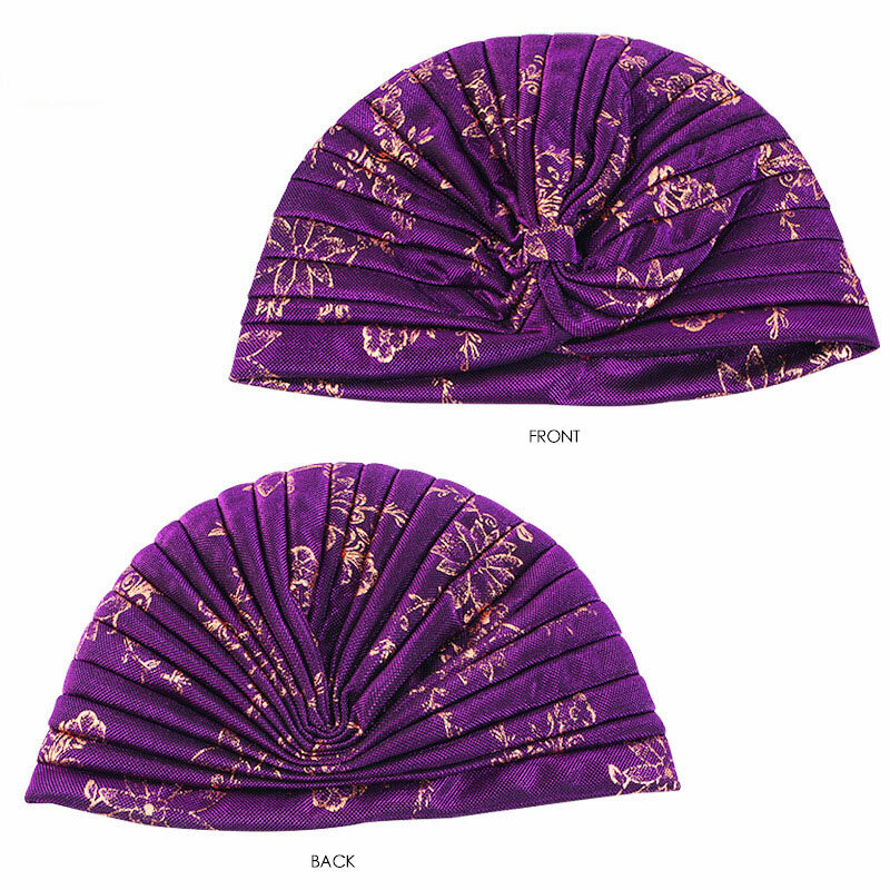 Women Shiny Glitter India Hat Turban Headbands Cap Print African Headwrap Headwear Casual Streetwear Female Muslim Indian Hats