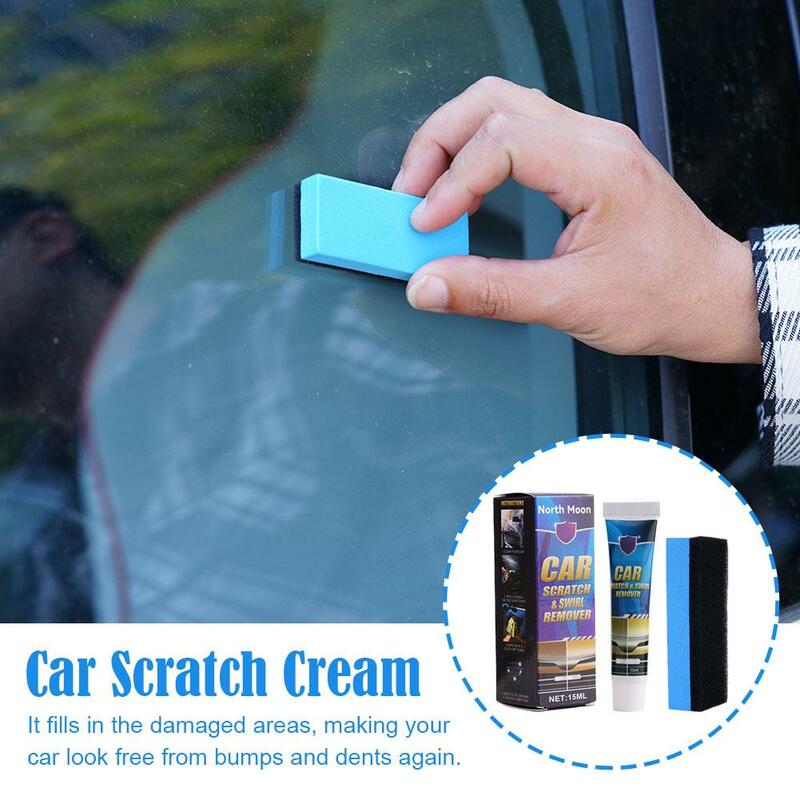 Universal Car Scratch Swirl Remover com Esponja, Polimento De Cera, Paint Repair Tool, Anti Scratch Car Parts, 15ml