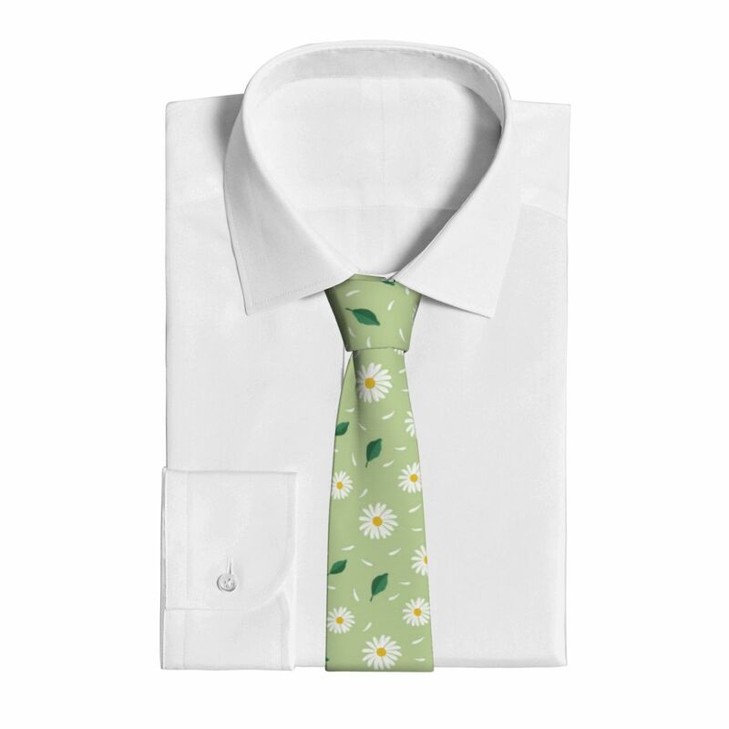 Mens Tie Classic Skinny Chamomiles And Leaves Neckties Narrow Collar Slim Casual Tie Accessories Gift