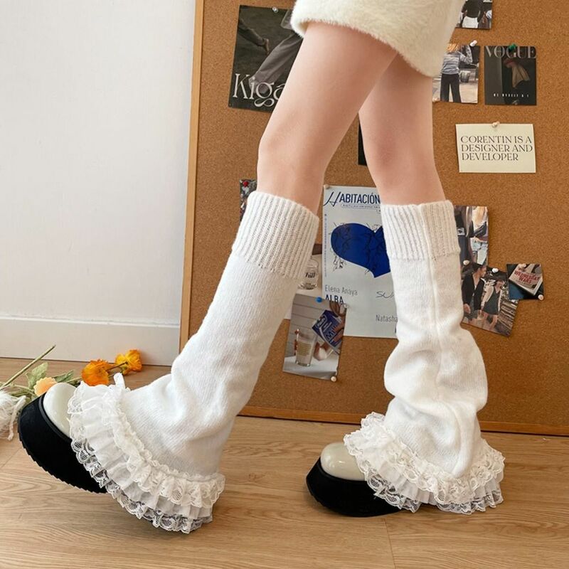 Retro Women's Leg Warmers New Autumn Winter Spicy Girl Elephant Leg Socks JK Horn Style Lolita T-shaped Socks