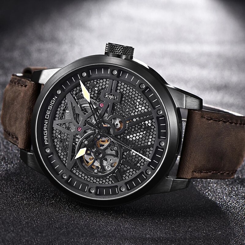 Luxury Brand Pagani Lederen Tourbillon Horloge Mannen Automatische Horloge Fashion Mannen Mechanische Watchesgeneva Horloge