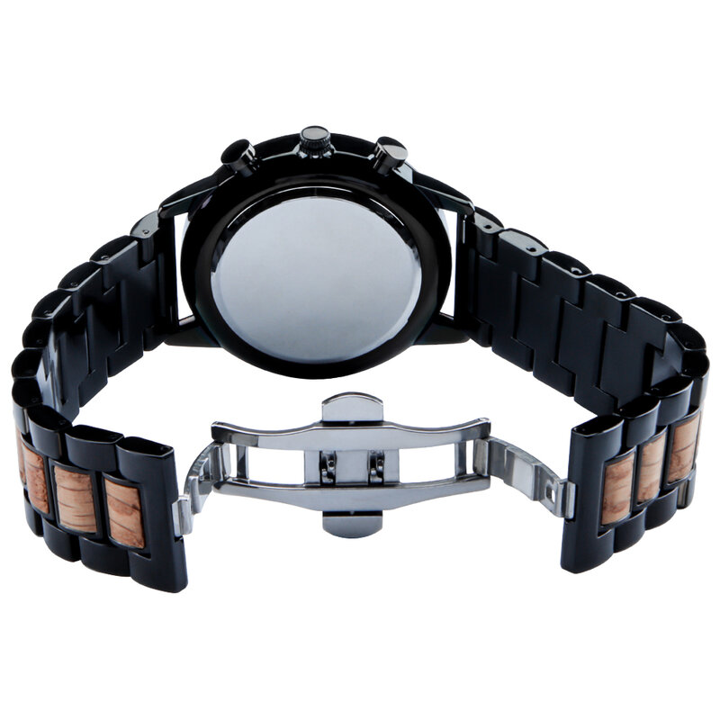 Minimalista Zebra madeira relógio para homens-Relógio artesanal com luxo aço acentos-Sustentável Mens madeira relógio