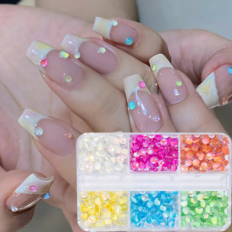 Nail Art Mix Rhinestones Crystal Charms Gem Stone Pearls Beads Nail Gems Glass Mixed Size Nail Charms For DIY Nail Decoration