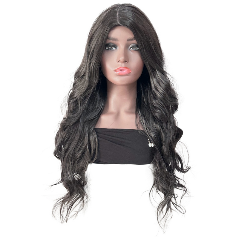 Ombre Synthetic Hair Wigs with Bangs for Black Women Heat Resistant Fiber TRESS Long Wavy Hairstyle Wig Side Part