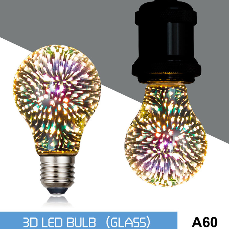 مصباح LED ثلاثي الأبعاد مزخرف ، مصباح نجمي للألعاب النارية ، مصباح عتيق ، E27 ، 6 واط ، 85-V
