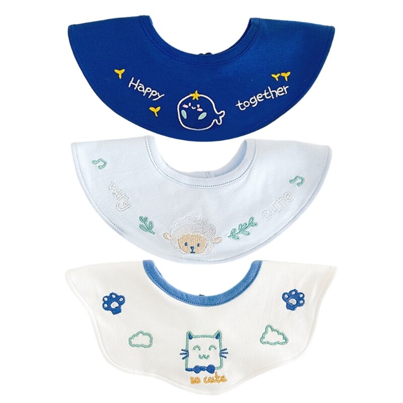 3-teiliges Baby-Sabbertücher-Set aus Baumwolle, wasserdicht und verstellbar, für Neugeborene, stilvolle Baby-Sabbertücher für