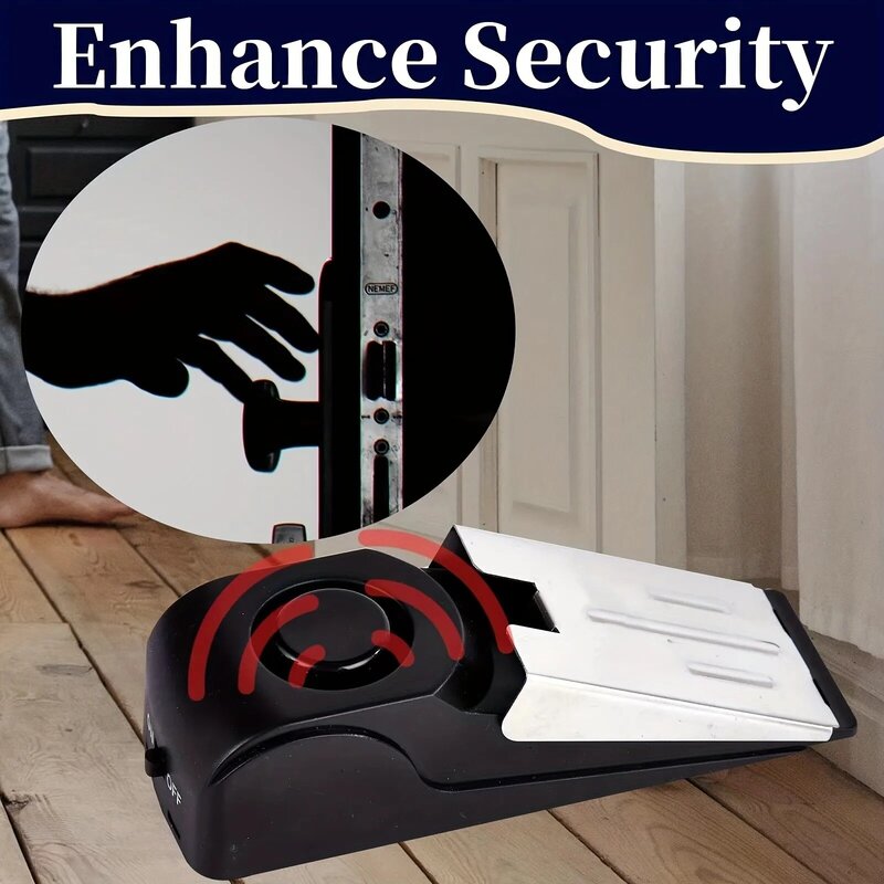 Portable Door Lock & Door Stop Alarm With 120db Siren, Door Stop For For Traveling Hotel Home House, Security Warning Alarm