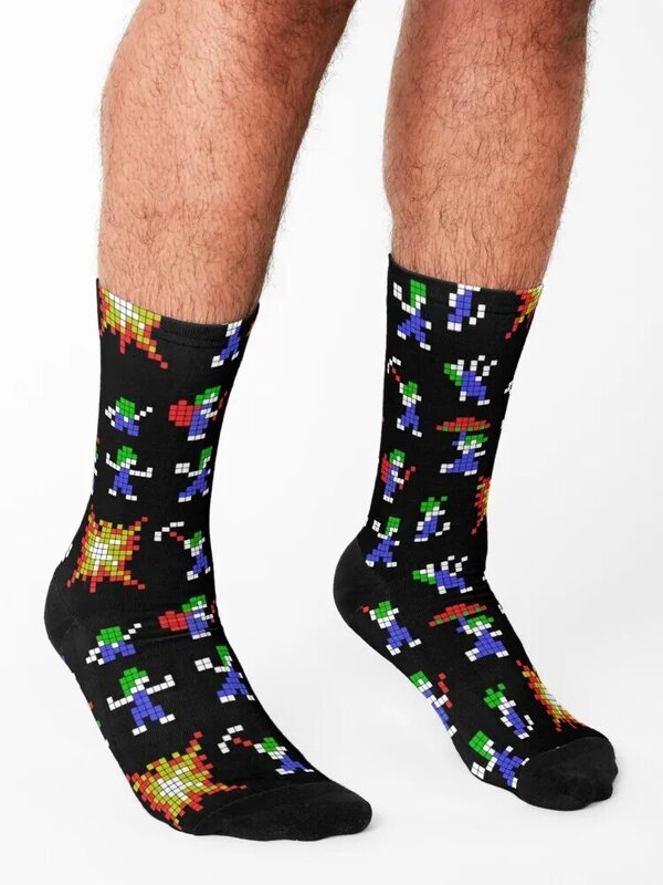 Lemmings calze a 8 bit calze in movimento moda regalo divertente calze da uomo professionali da corsa da donna