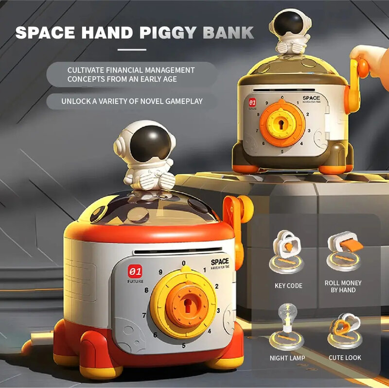 صندوق نقود خفيف مبتكر باليد لرائد الفضاء ، سعة كبيرة ، بنك أصبع آلي للفة ، بنك توفير آمن بكلمة مرور