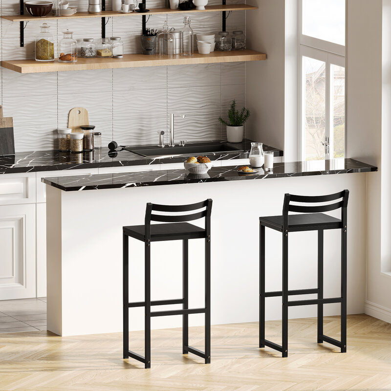 Bar Stühle Küche Rückenlehne robuster Stahlrahmen 30,2 Zoll hoch einfache Montage industrielle Pub Hocker für Esszimmer Küche