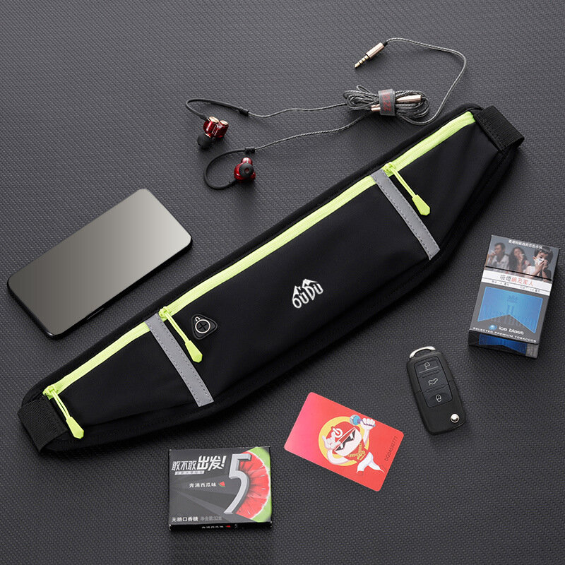 男性と女性のための反射テープ付き防水ナイロン屋外ウエストバッグ,スポーツランニングバッグ