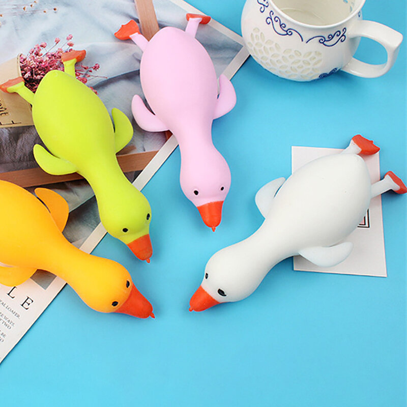 1Pc Z30 Duck Shape Toy Bounce And Decompression White Cartoon Shape Pressure Relief Duck Lala Duck
