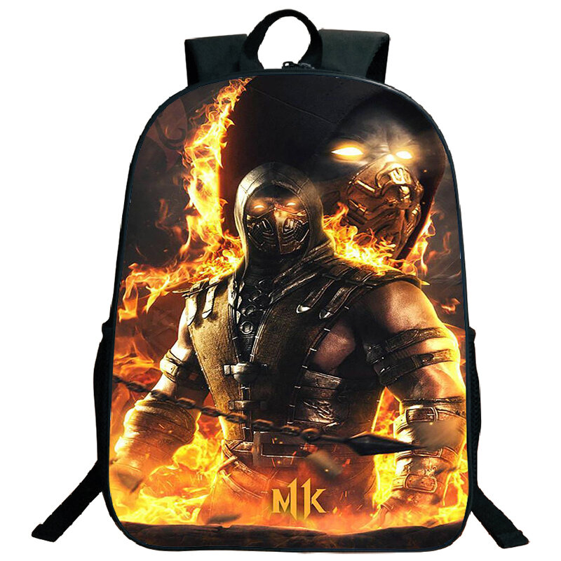 Рюкзак для мальчиков и девочек, школьный ранец с принтом Mortal Kombat, вместительная сумка для ноутбука, для подростков