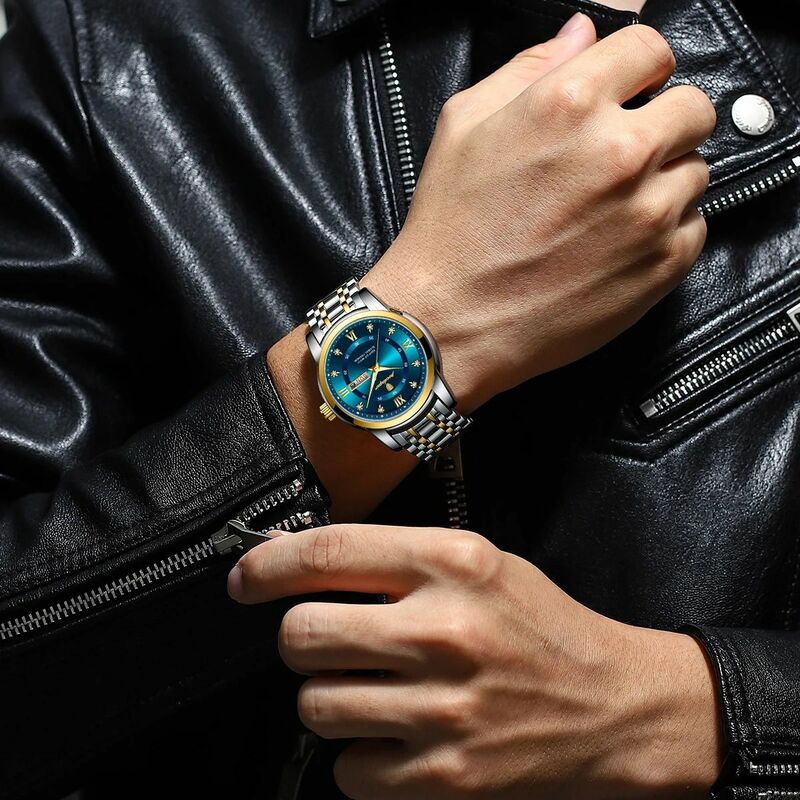 Orologio di lusso POEDAGAR per uomo elegante data Week orologio da uomo luminoso impermeabile al quarzo orologi sportivi da uomo in acciaio inossidabile reloj