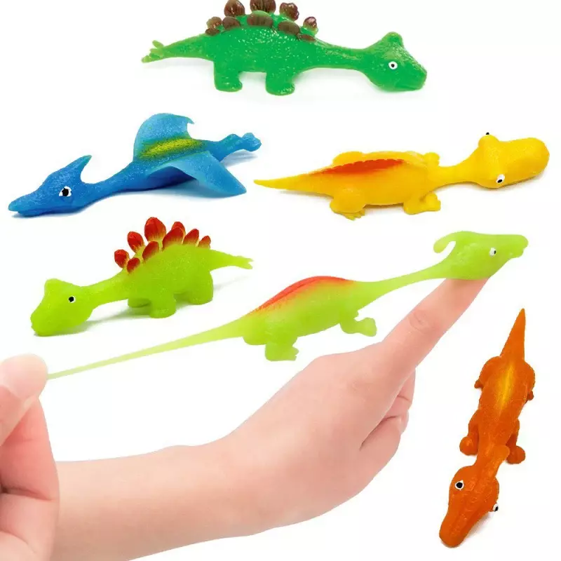 Mainan jari dinosaurus kreatif mainan anak kartun lucu hewan kecemasan penghilang stres mainan bermain katapel permainan