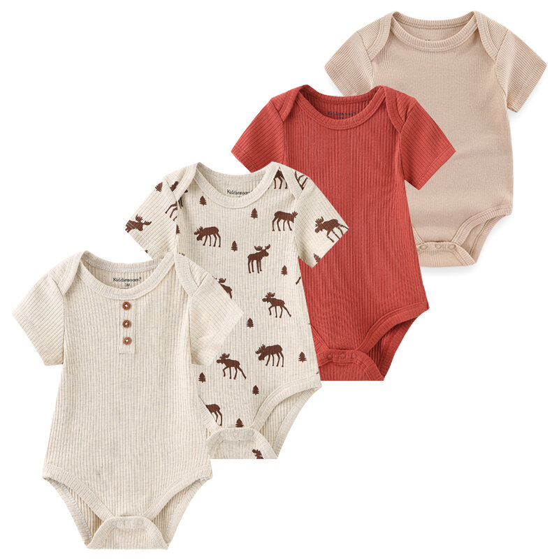 4 pezzi neonato tuta stampa cotone neonato vestiti manica corta pagliaccetto vestiti della neonata cartone animato 0-12M Bebes