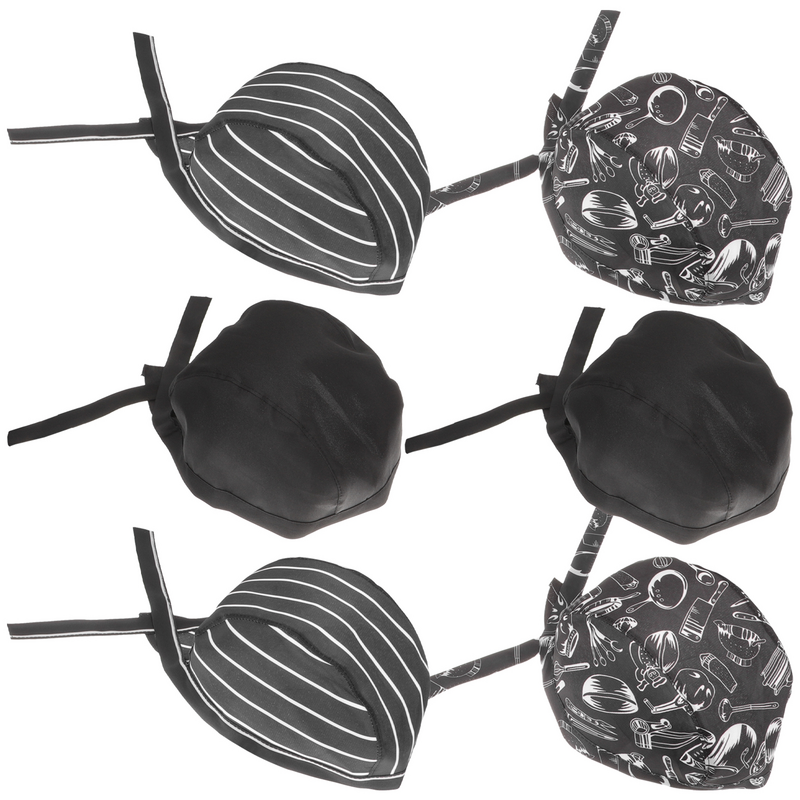 6 Pcs Chef Toe Cap Bakery Bbq Grill Hat Has Adjustable Kitchen Cooking Printing