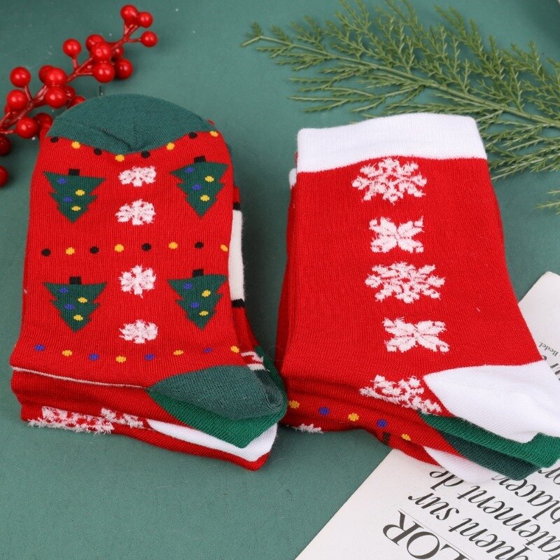 Calcetines de tubo medio para mujer, medias gruesas y cálidas de invierno, a la moda, para Unisx, regalos de Navidad y Año Nuevo