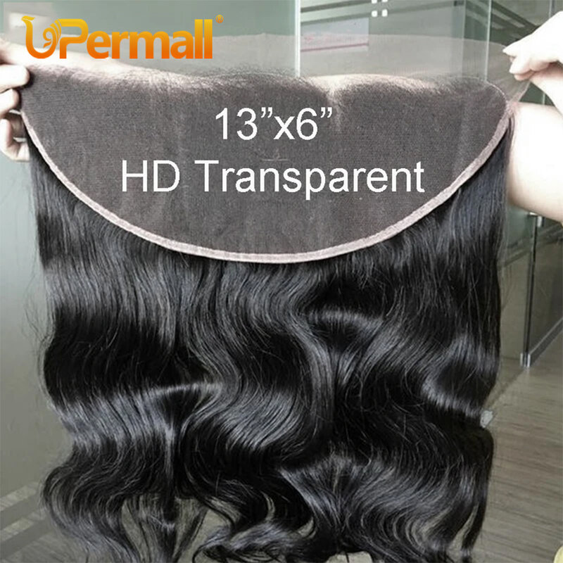 Upermall 26 28 дюймов 13x4 13x6 полностью кружевной фронтальный прямой предварительно выщипанный HD прозрачный тело только натуральный черный 100% Remy человеческие волосы