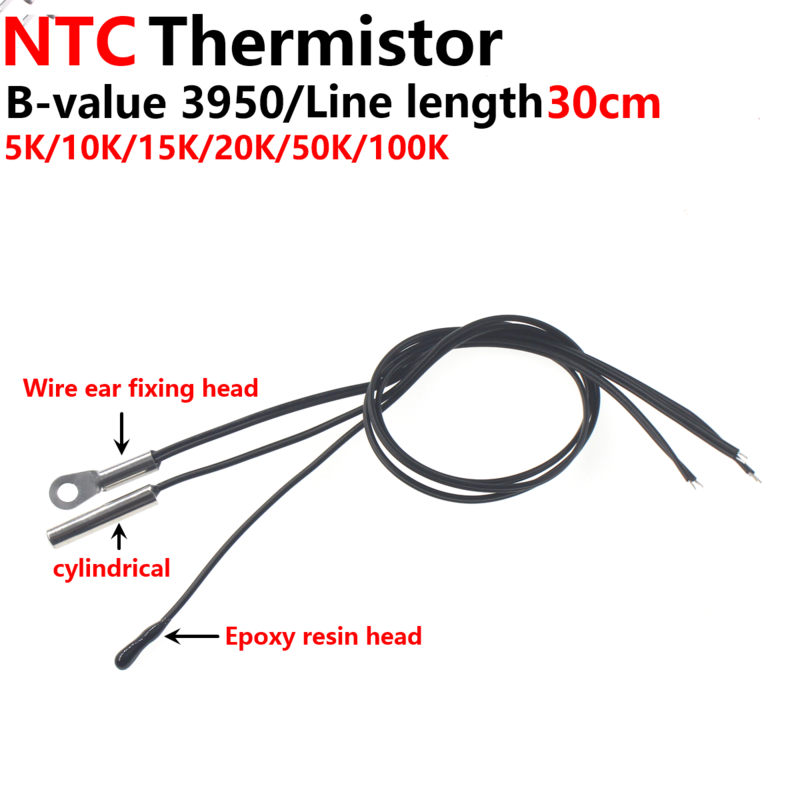 10pcs 3950 3435 3470 NTC 5K 10K 15K 20K 50K 100K 300MM Precision Epoxy Thermistor Temperature Sensor
