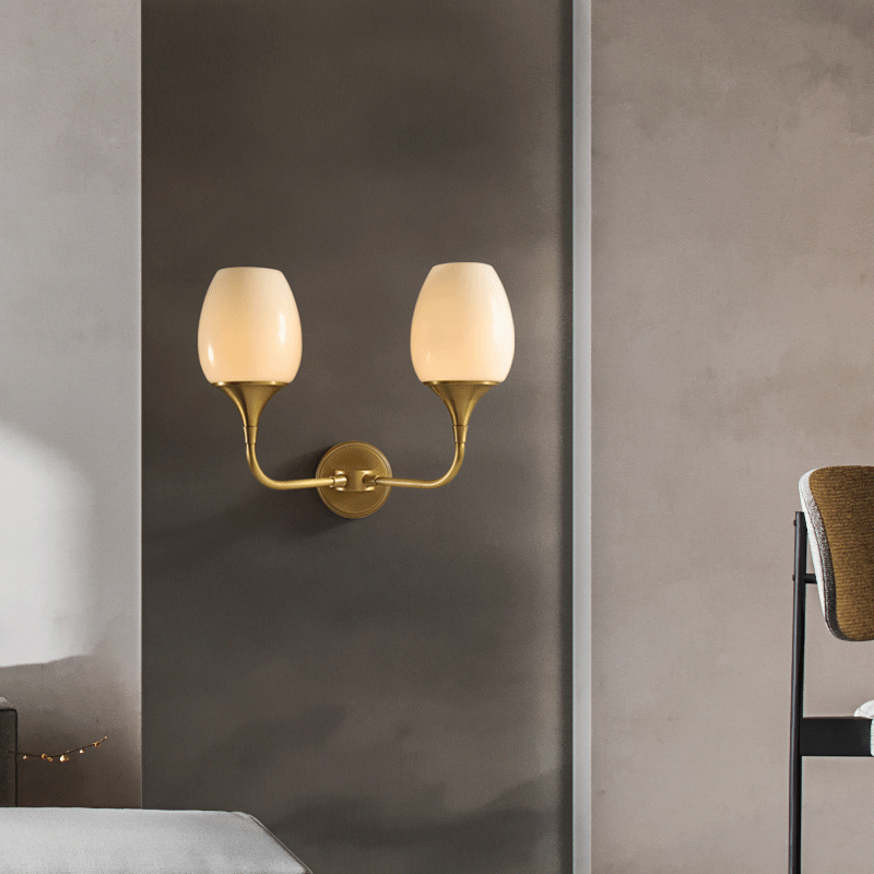 Postmodern All-copper Wall Lamp Living Room Bedroom Minimalist LED Sconce Corridor Aisle Background Nordic Decorative Lighting