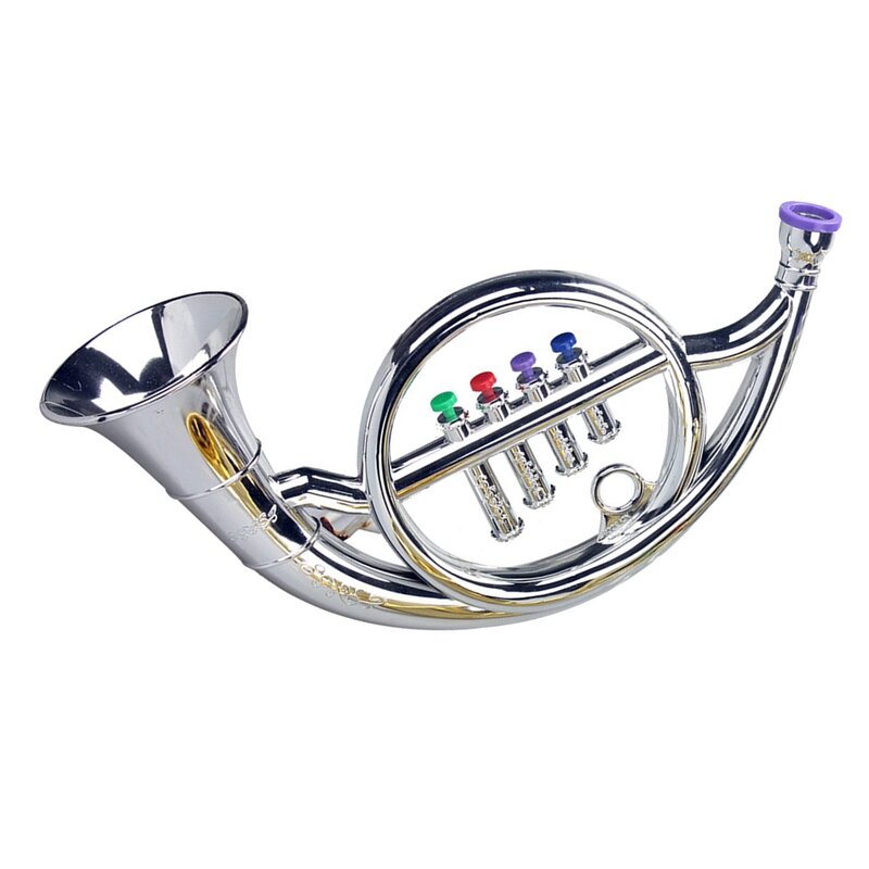 French Horn 4 kunci berwarna alat musik pendidikan dini alat peraga mainan bermain Mini alat musik angin untuk mainan anak-anak
