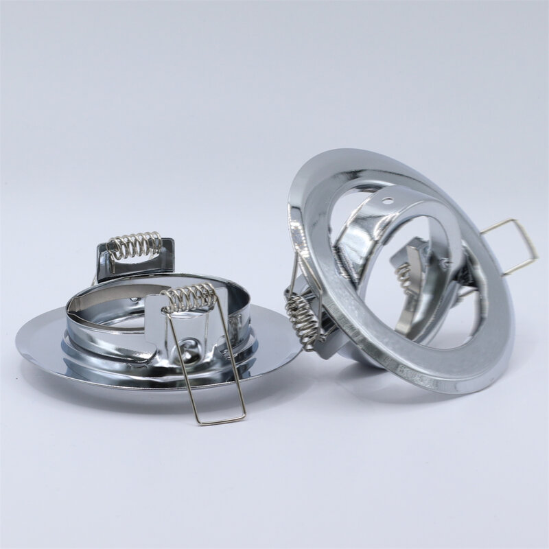 Lampu Sorot bawah logam krom GU10 MR16, lampu fitting bingkai Down lubang potongan bulat 62mm