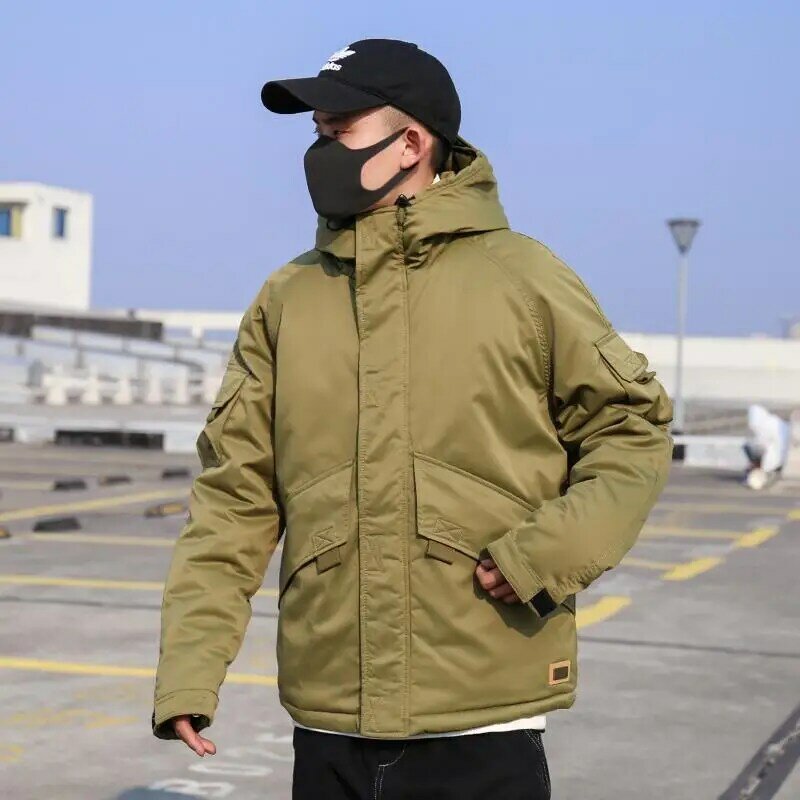 2022ใหม่แบรนด์แฟชั่นผู้ชายซิปแจ็คเก็ตให้ความอุ่นผ้าฝ้ายเกาหลีแบบสบายๆสไตล์คุณภาพสูงเสื้อกันหนาว Parkas Streetwear Q220