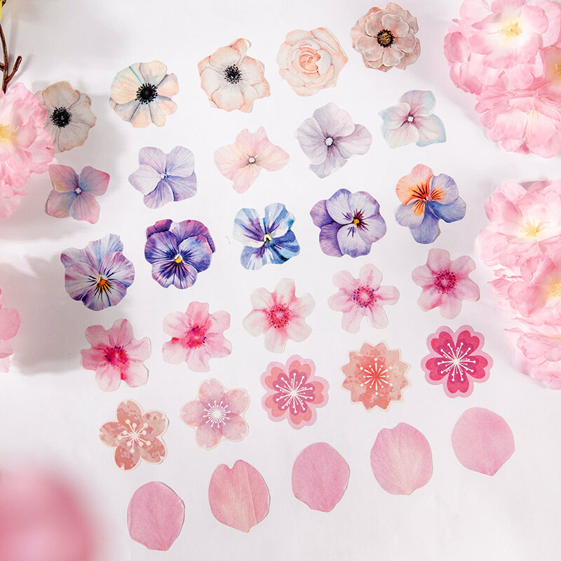 Yoofun-Cinta adhesiva de papel Washi Sakura creativa, decoración de flores, tarjeta de regalo, planificador diario, 50 piezas por rollo