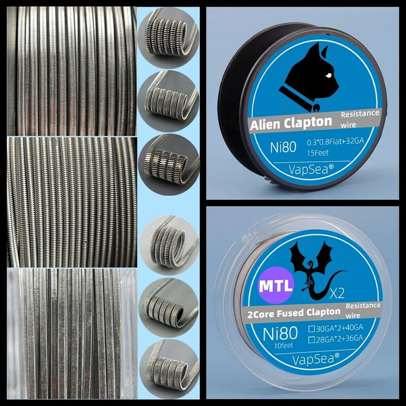 DIY Fused Clapton NI80/A1/SS316L 2.0/2.5/3.0/3.5mm Alien Prebuilt Heating Resistance Wire MTL/Boro/DL Electrical Abrasive Tools