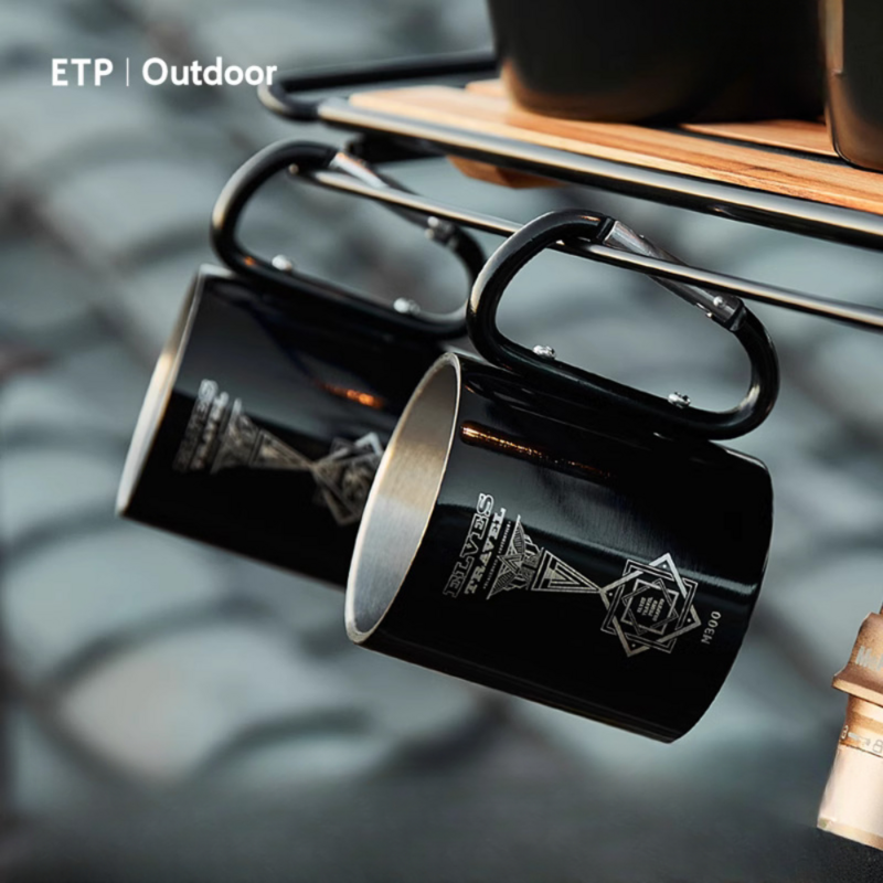 ETP Elf Outdoor 304 Stainless Steel Portable Carabiner Water Cup Double-layer Insulated Coffee Cup Lightweight Camping