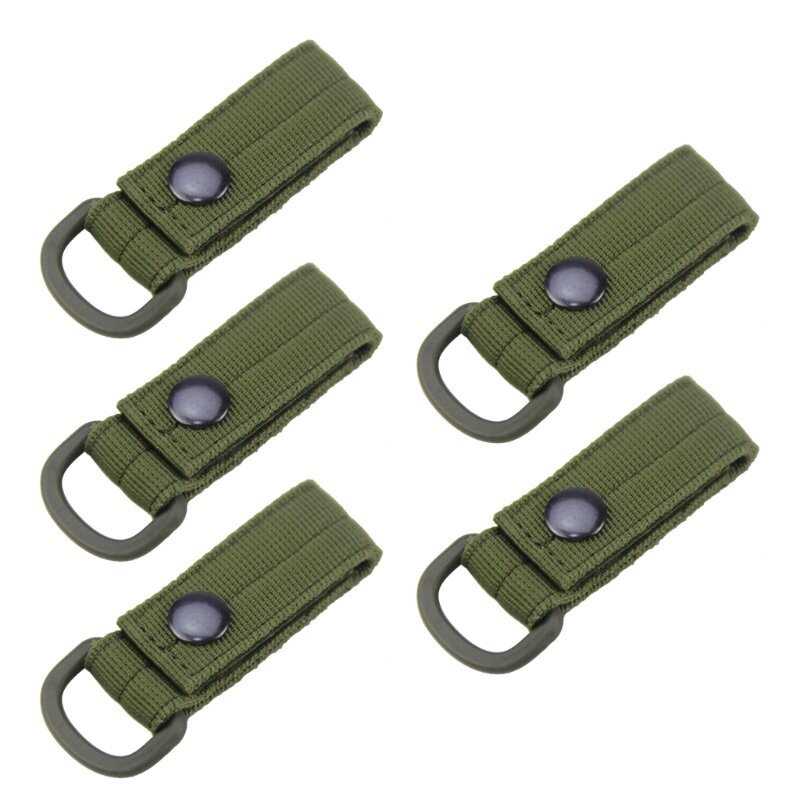 5 Pcs Belt Carabiner Loop Nylon Strap with D Rings Carabiner Loop Strap Key Holder Webbing Strap Attachment for Hiking