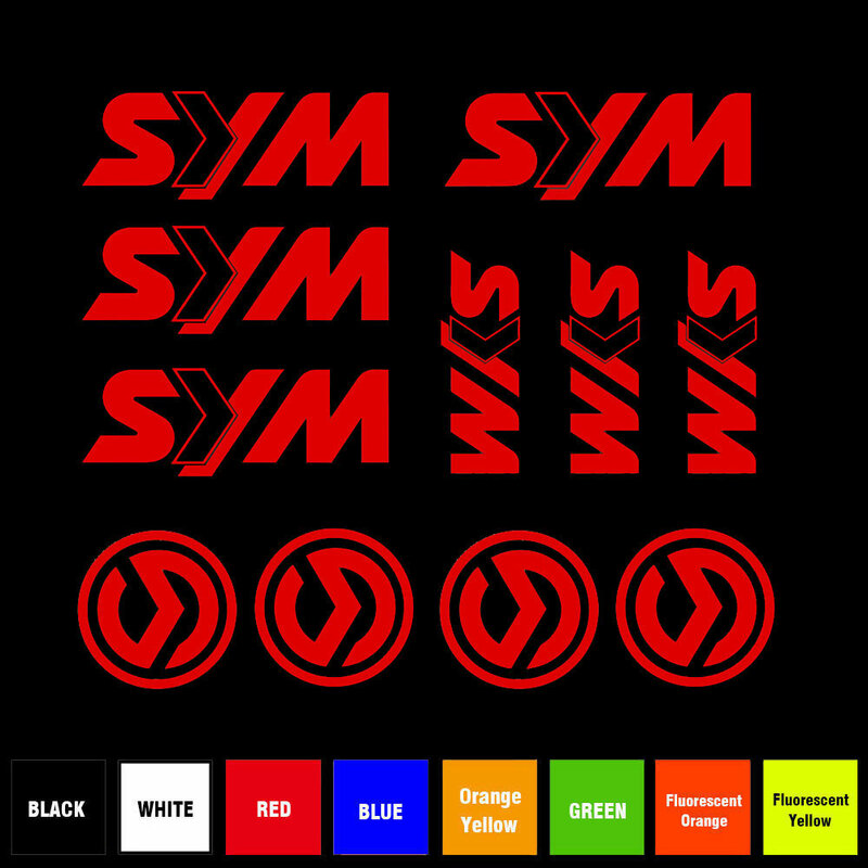 Juego de calcomanías gráficas troqueladas de vinilo para Sym, disponible en todos los colores