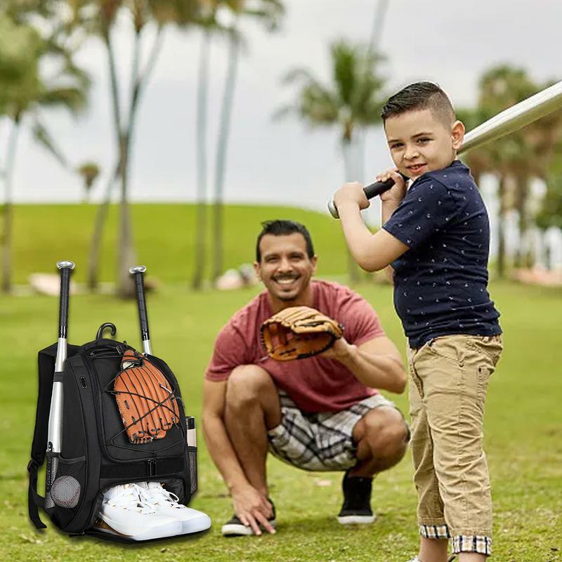 Tas Baseball anak laki-laki, tas Baseball anak laki-laki dengan kompartemen sepatu ransel Softball kapasitas besar ransel Baseball muda