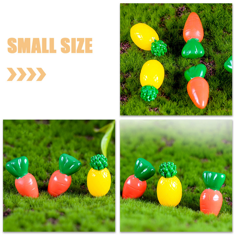 Modelo de cenoura artificial em miniatura, fruta falsa, rabanete, decoração de resina, casa, frutas, adorno de legumes, minúsculo, 20 pcs