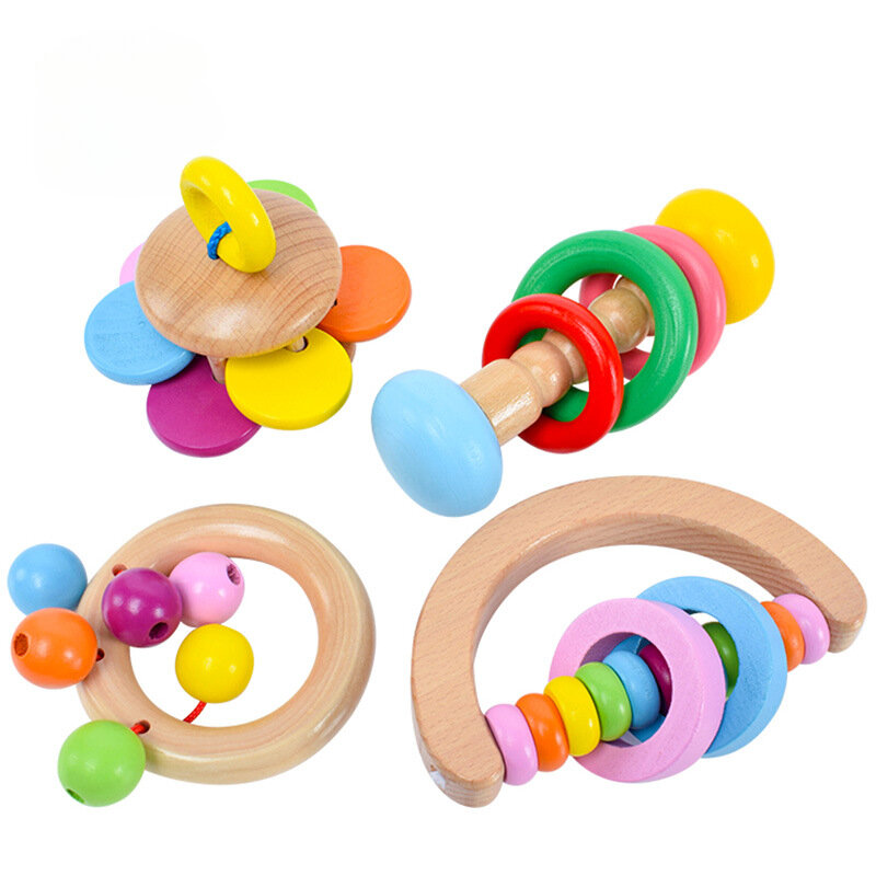 赤ちゃんと新生児のための木製ハンマーのガラガラ、子供のための教育玩具、0〜12か月のためのモンテッソーリギフト