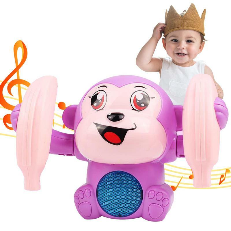 Mainan monyet Tumbling elektrik untuk bayi, mainan monyet berguling pemegang pisang dengan kontrol suara, mainan musikal berbicara dan berguling untuk bayi