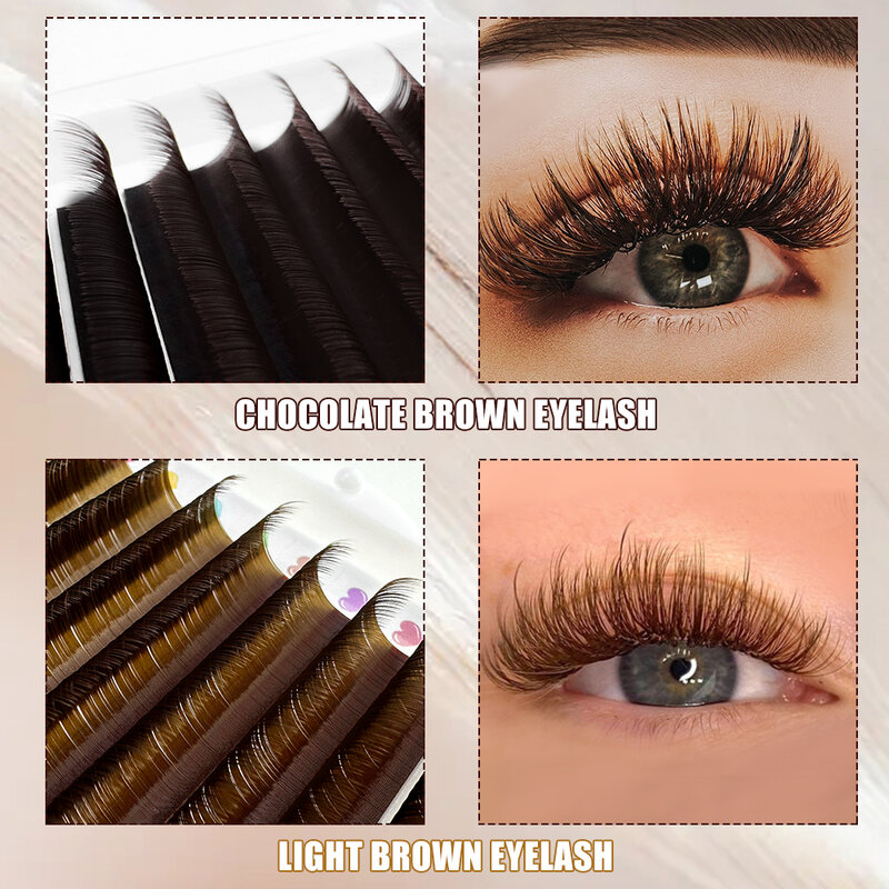 Abonnie Dark Brown Eyelash Extension Mix 8-15mm Mink Individual Eyelash Lashes High Quality Color Natural Korean Eyelashs