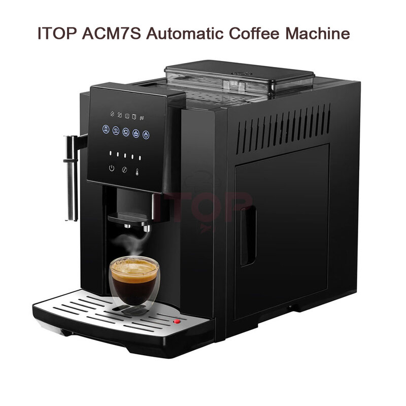 ITOP-cafetera automática ACM7S 3 en 1, máquina de café Espresso, molinillo de granos y espumadera de leche, cafetera doméstica de 110V y 220V
