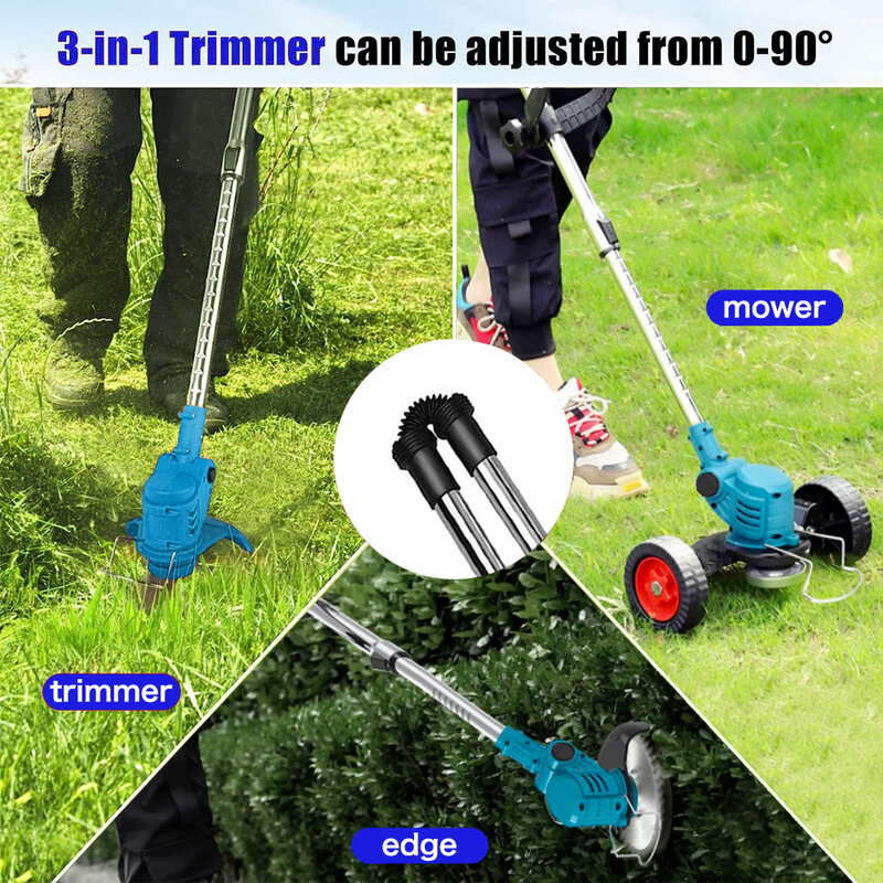 Electric Lawn Mower 21V Handheld Cordless Grass Trimmer Length Adjustable Cutter Household Garden Tools For Makita 18V Battery