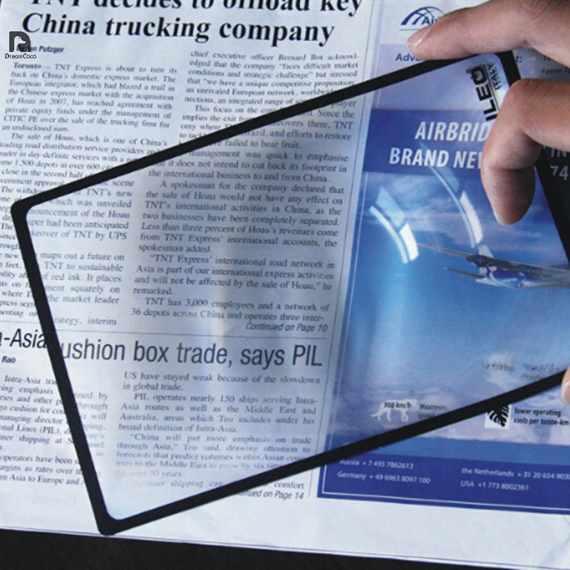 Feuille de loupe plate en PVC A5, loupe de page de livre 3X Lentille de verre de lecture pour la lecture des hommes Outils portables ultra-minces
