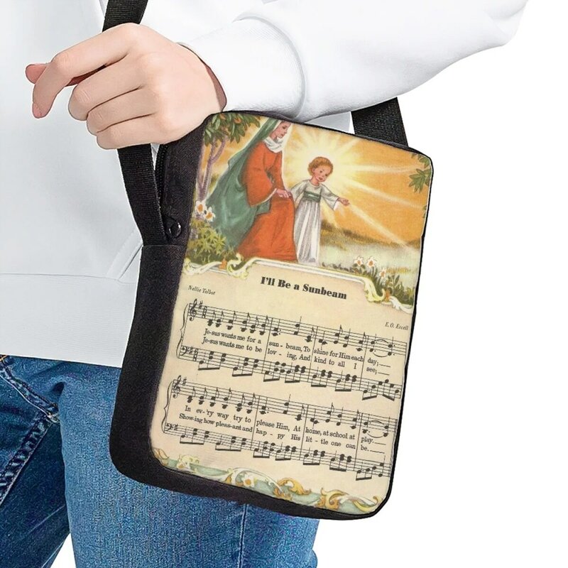 Sac à bandoulière imprimé verset de la Bible chrétienne pour femme, sac à bandoulière décontracté, petit sac messager, mode classique, fête d'église pour femme