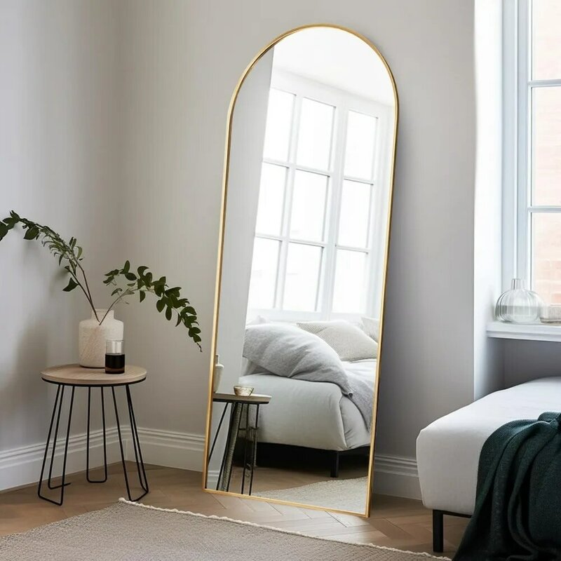 Lustro pełnej długości, lustro podłogowe o pełnej długości, 65 "x 22" łukowate lustro wiszące lub pochylone, stojące lustro, lustro ciała