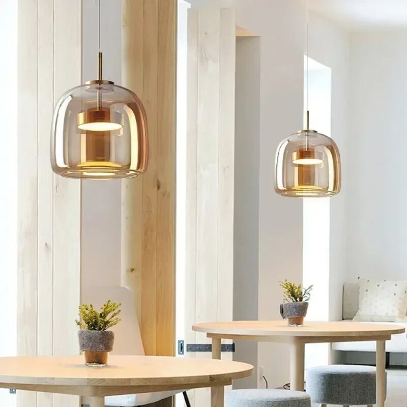 Glass LED Pendant Light Nordic Hanging Lamp for Dining Room Restruant Bar Indoor Decor Lighting Bedroom Bedside Led Ligh Fixture