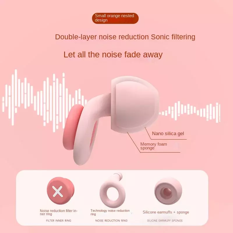 Nowa silikonowe zatyczki do uszu zatyczka do uszu hałasu podczas snu redukująca hałas, dźwiękoszczelna pianka chroniąca przed odbiciem miękka wolno