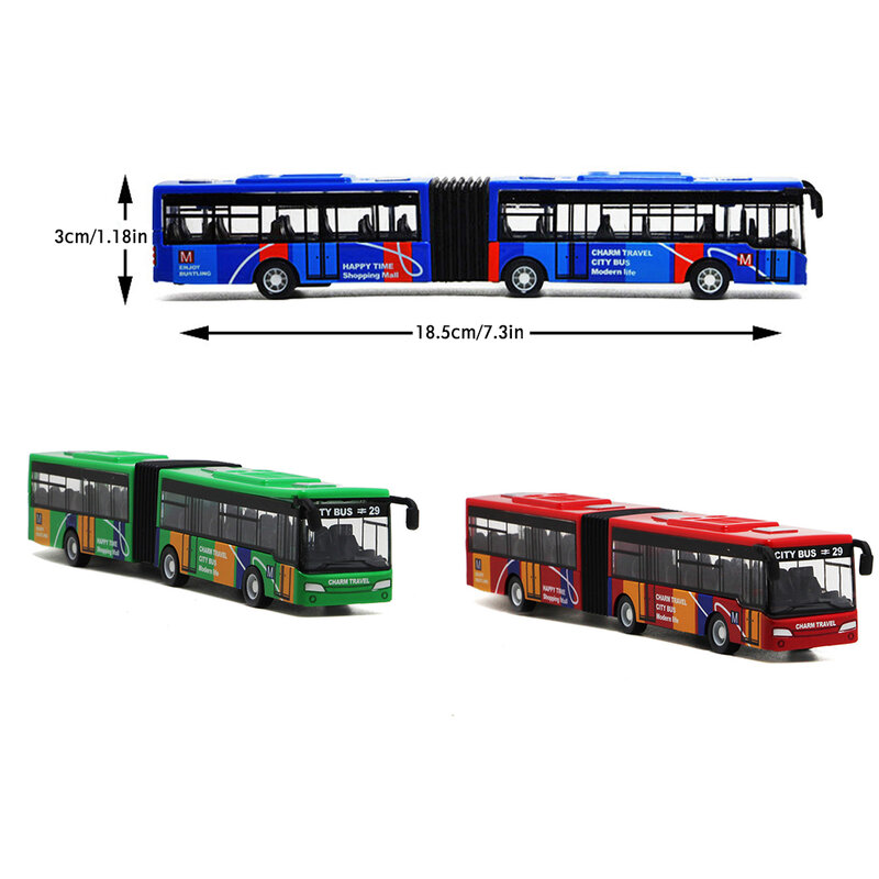 Seções duplas puxar brinquedo ônibus para crianças, brinquedo simulação, modelo interativo