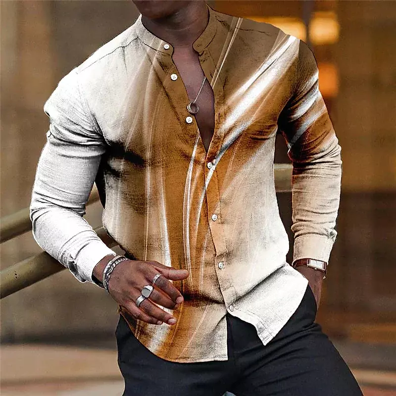 Модная рубашка в полоску, цветной геометрический дизайнерский дизайн, новый популярный элемент, повседневный светлый и удобный материал 2023
