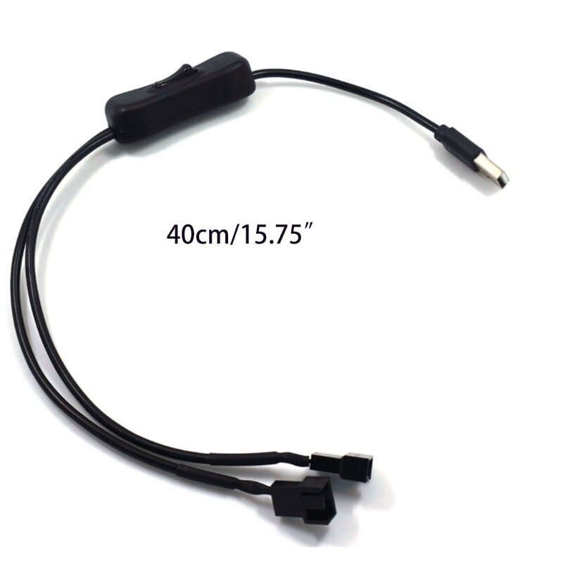 5V USB to 3/4-Pin PC Fan Adapter Connector Cable with Switch 1 to 2 Ways 96BA